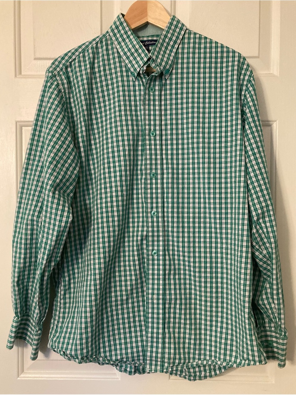 Report Collection Green and White Gingham Button-Down Shirt